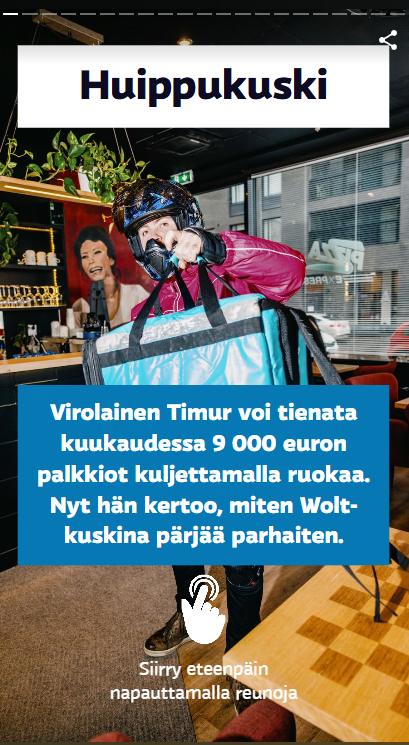 Story card about 9000 euro monthly food courier earnings
